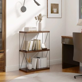 Estante multiusos de 3 níveis com estrutura metálica para arrumação doméstica Estante 61 x 82 cm Nogueira