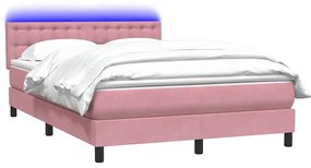 Cama com molas/colchão 140x210 cm veludo Rosa