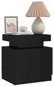 Mesa de cabeceira 45x35x52 cm aglomerado preto brilhante