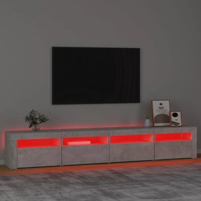 Móvel de TV com luzes LED 240x35x40 cm cinzento cimento