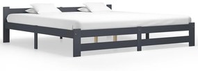 vidaXL Estrutura de cama 200x200 cm pinho maciço cinzento-escuro
