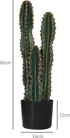 Cacto artificial de grande realismo, planta artificial de grandes dimensões, dim. Ø 17 x 60 cm (altura), verde