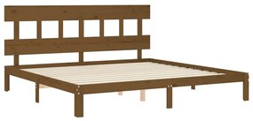 Estrutura cama c/ cabeceira 200x200cm maciço castanho-mel