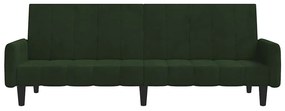 Sofá-cama de 2 lugares veludo verde-escuro