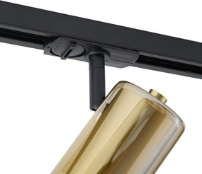 Sistema de iluminação de trilho moderno preto com 5 focos dourados 1-Fase - Iconic Lloyd