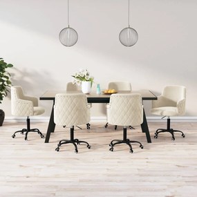 vidaXL Cadeiras de jantar giratórias 6 pcs veludo cor creme