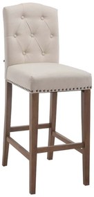 Banco de bar Louise em tecido 42 x 113 x 57 cm Creme antigo