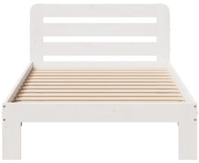 Cama sem colchão 90x200 cm madeira de pinho maciça branco