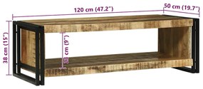 Mesa de Café 120x50x38 cm Madeira Sólida de Mangueira Rústica