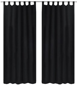 Cortinas de cetim com laços, 2 pcs, preto 140 x 175 cm