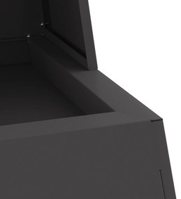 Fogueira vidaXL com armazenamento de lenha Preto 60x35x100 cm Aço