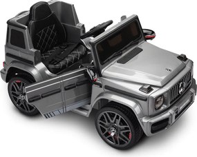 Carro elétrico para crianças até aos 5 anos Mercedes G63 AMG, 12V, bateria lítio, pneus de borracha, Controle remoto Cinzento