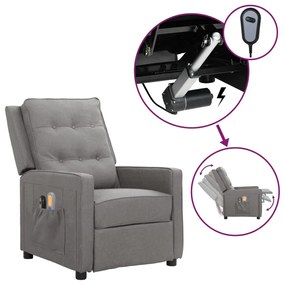 3098622 vidaXL Poltrona de massagens elétrica tecido cinzento-claro