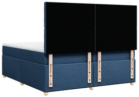 Cama com molas/colchão 200x200 cm tecido azul