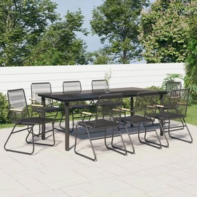 vidaXL 9 pcs conjunto de jantar para jardim vime de PVC preto