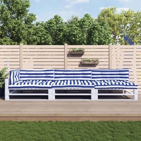 vidaXL Almofadões p/ móveis de paletes 7 pcs tecido riscas azul/branco
