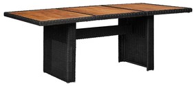 vidaXL Mesa de jantar jardim 200x100x74 cm vime PE preto