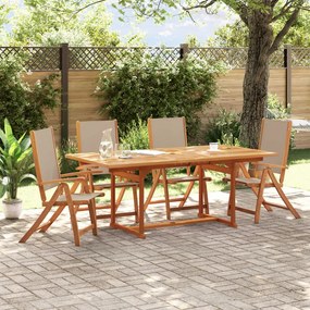 5 pcs conjunto de jantar para jardim acácia maciça e textilene