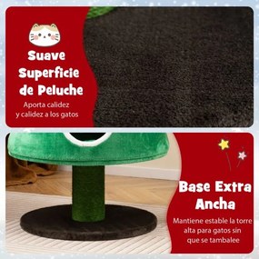 Arranhador de Gatos em forma de árvore de Natal para gatos de interior Torre para gatos gira com 2 postes de arranhar de sisal Postes de arranhar de s