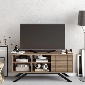 Móvel de TV North – Preto e Nogueira – 130x38,6x58,6 cm
