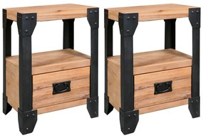 Mesas de cabeceira 2 pcs 40x30x54 cm madeira acácia maciça/aço
