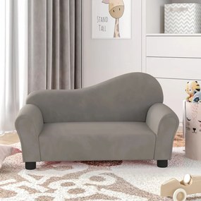 344166 vidaXL Sofá infantil veludo cinzento-claro