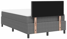 Cama Box Spring com Colchão &amp; LED Cinza Claro 120x200 cm Tecido de Vel