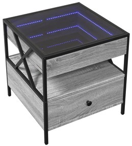 Mesa de centro luzes LED Infinity 50x50x51 cm cinzento sonoma