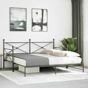 Cama de dia com gavetão sem colchão 100x190 cm aço preto