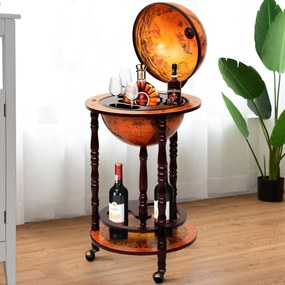Minibar Globo Vintage Évora com Rodas – Garrafeira com Mapa Antigo – 4