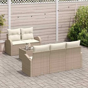vidaXL Sofá de Jardim Modular para 6 Pessoas com Almofadas Beijinhas