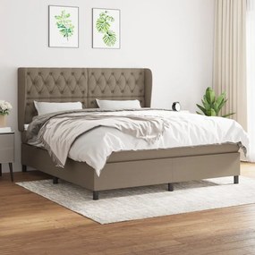 vidaXL Cama com molas/colchão 160x200 cm tecido castanho-acinzentado