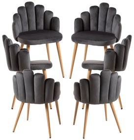 Pack 6 Cadeiras Hand Veludo - Cinza escuro