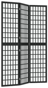 Biombo dobrável com 3 painéis estilo japonês 120x170 cm preto