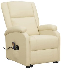 Poltrona de massagens elevatória couro artificial cor creme