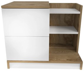 Mesa de Cabeceira Rena – Branco e Nogueira – 72x45x60 cm