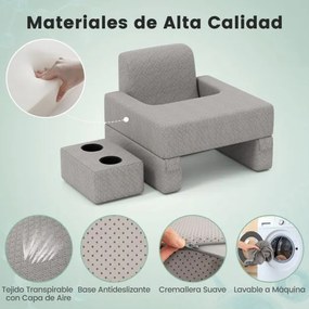 Conjunto de 3 almofadas de leitura, para colo e costas com bolso de armazenamento e porta-copos cinza