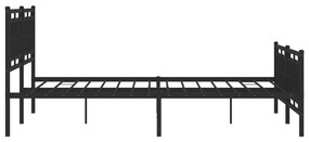 Estrutura de cama com cabeceira e pés 183x213 cm metal preto