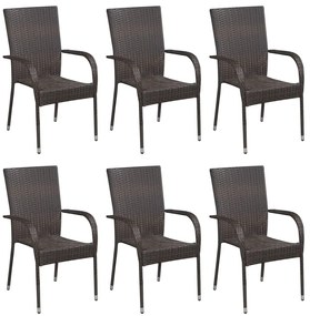 7 pcs conjunto de jantar para jardim castanho
