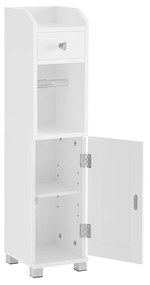 Gabinete de banheiro VASAGLE BBC846P31, prateleira de banheiro com prateleira ajustável, pés à prova d'água, para espaços pequenos, branco