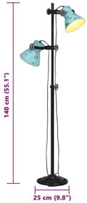Candeeiro de pé 25 W 25x25x90/140 cm E27 azul desgastado