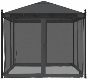 Gazebo com paredes de malha 2,93x2,93 m aço antracite