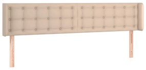 Cabeceira cama LED couro artificial 183x16x78/88 cm cappuccino