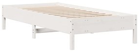 Cama com estante sem colchão 75x190 cm pinho maciço branco