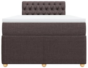 Cama boxspring com colchão 120x190 cm tecido castanho-escuro