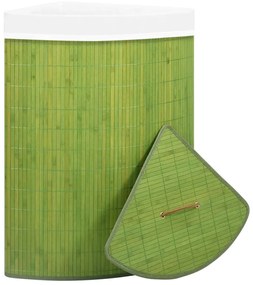 Cesto de canto para roupa suja 60 L bambu verde