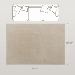 Tapete para Sala de Estar 230x160 cm Tapete Lavável à Máquina Pelo Longo Macio Estilo Moderno Creme