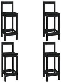 5 pcs conjunto de bar pinho maciço preto