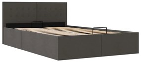 Cama hidráulica c/ arrumação 120x200cm tecido cinza-escuro