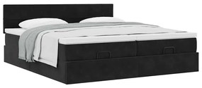 Estrutura de cama otomana com colchões 160x200 cm veludo preto